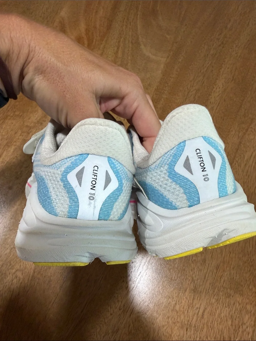 Hoka Kids Light Blue and White Hook-and-Loop Sneakers